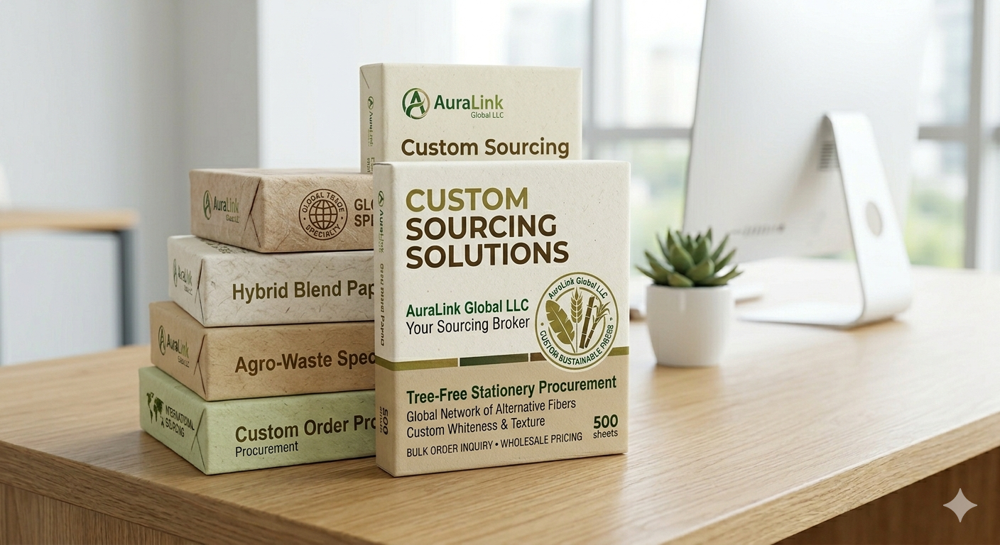AuraLink Global LLC International Sourcing and Procurement for Custom Sustainable Tree Free Paper Products.